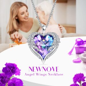 NEWNOVE Preserved Real Purple Rose with Purple Necklace -Forever Flowers Gifts for Mom Grandma Wife Girlfriend, Anniversary Birthday Gifts for Women I Love You Gifts for Her