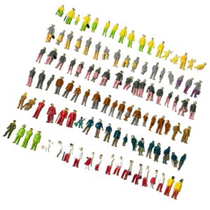 1:100 HO Scale Models People Set, Xafissy 100PCS Tiny People Model People DIY Resin Colorful Painted Mixed Seated and Standing People Figures Models for Miniature Scenes