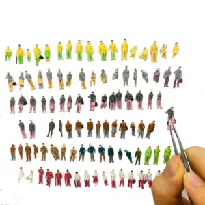 1:100 HO Scale Models People Set, Xafissy 100PCS Tiny People Model People DIY Resin Colorful Painted Mixed Seated and Standing People Figures Models for Miniature Scenes