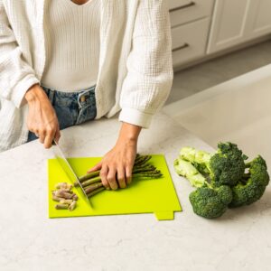 Plastic Cutting Boards for Kitchen - Colorful Flexible Cutting Mats for Cooking With Ventilated Storage Stand - Anti-Skid BPA-Free Chopping Mats for Fruits, Vegetables, Meats, Seafood & More - 4 Pack