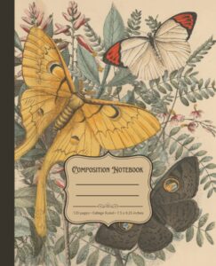 composition notebook: vintage botanical illustration journal with 120 college ruled, cream colored pages