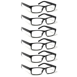 biencool 6 pack reading glasses traditional frames for men and women readers with spring loaded hinges (6 pack black, 1.50, multiplier_x)