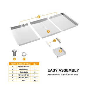 BBQ-PLUS Stainless Steel Universal Grease Tray with Catch Pan Replacement Parts for Dyna Glo, Nexgrill, Expert Grill, Kenmore, BHG and More 4/5 Burner Gas Grills