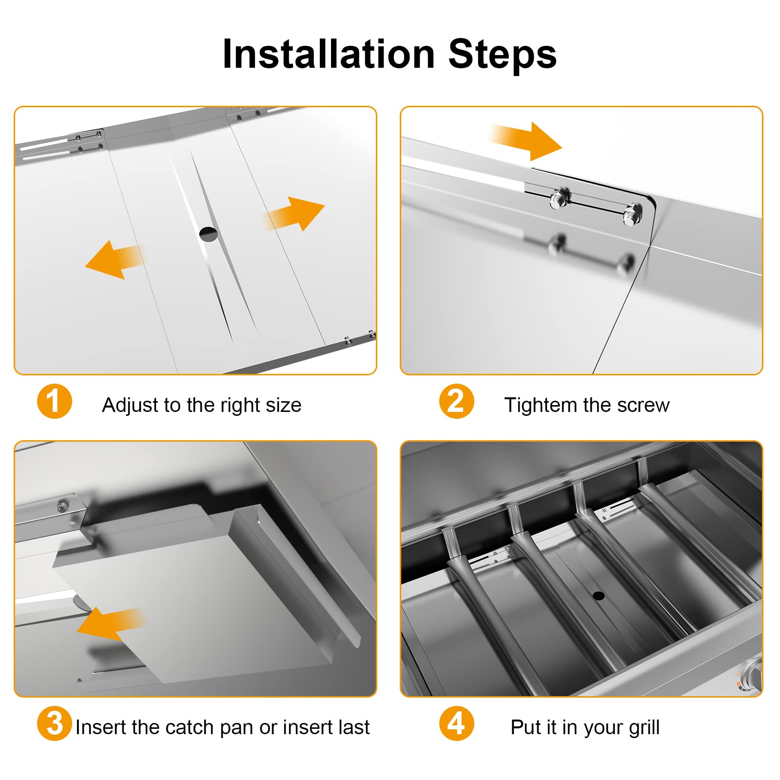 BBQ-PLUS Stainless Steel Universal Grease Tray with Catch Pan Replacement Parts for Dyna Glo, Nexgrill, Expert Grill, Kenmore, BHG and More 4/5 Burner Gas Grills