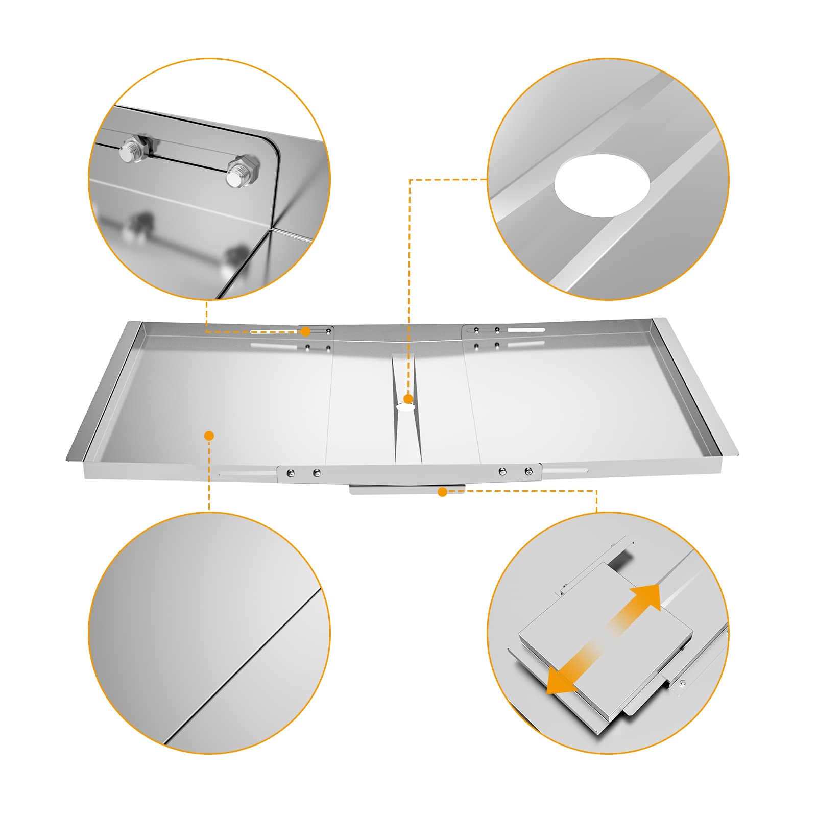 BBQ-PLUS Stainless Steel Universal Grease Tray with Catch Pan Replacement Parts for Dyna Glo, Nexgrill, Expert Grill, Kenmore, BHG and More 4/5 Burner Gas Grills