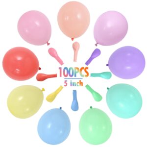 BEISHIDA 100 pcs 5 Inch Multicolored Balloons Pastel Mini Balloons Assorted Color Balloons Mixed Color Macaron Latex Balloons Rainbow for Birthday Wedding Engagement Anniversary Arch Party Decoration