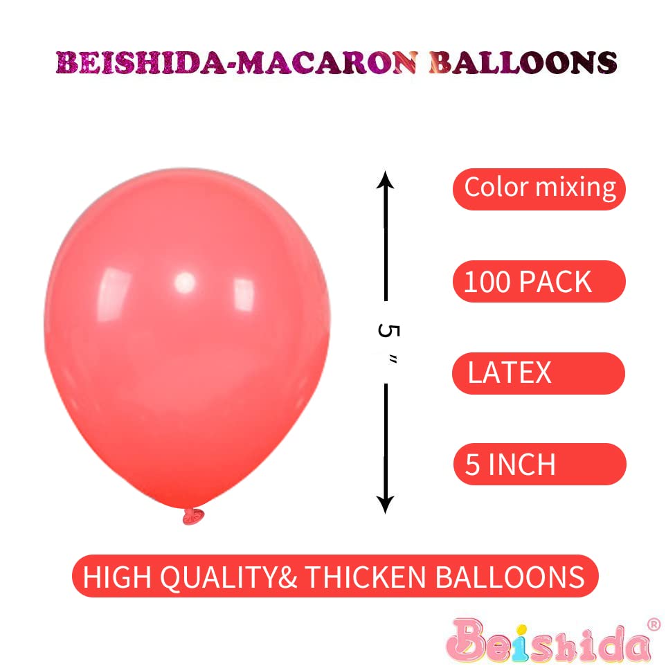 BEISHIDA 100 pcs 5 Inch Multicolored Balloons Pastel Mini Balloons Assorted Color Balloons Mixed Color Macaron Latex Balloons Rainbow for Birthday Wedding Engagement Anniversary Arch Party Decoration