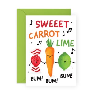 CENTRAL 23 Funny Birthday Cards For Women - Birthday Card for Men - Funny Gifts For Him Her - 'Sweet Carrot Lime' - Happy Birthday Card For Mom Dad - Comes With Fun Stickers - Recyclable