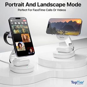 TopTier 3 in 1 Magsafe Wireless Charging Station, 20W Total,15W iPhone Max Charging, [MFI-Certified] Metal Design, iPhone Apple Watch Airpods, (White)