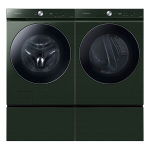 SAMSUNG 27-Inch Bespoke Front Load Washer Dryer Pedestal Stand w/ Pull Out Laundry Storage Drawer, WE502NG, Forest Green