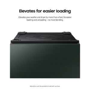 SAMSUNG 27-Inch Bespoke Front Load Washer Dryer Pedestal Stand w/ Pull Out Laundry Storage Drawer, WE502NG, Forest Green