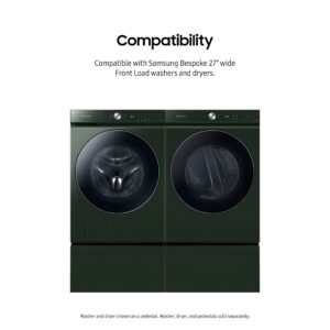 SAMSUNG 27-Inch Bespoke Front Load Washer Dryer Pedestal Stand w/ Pull Out Laundry Storage Drawer, WE502NG, Forest Green