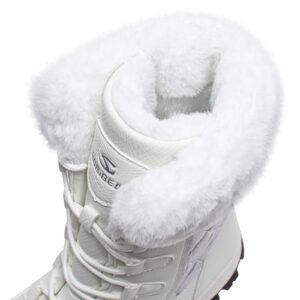 HOBIBEAR Women's Snow Boots Anti-Slip Waterproof Outdoor Shoes Winter Snow Boots Warm Fur Lined Comfortable Shoes for Women（White Size 10 Women