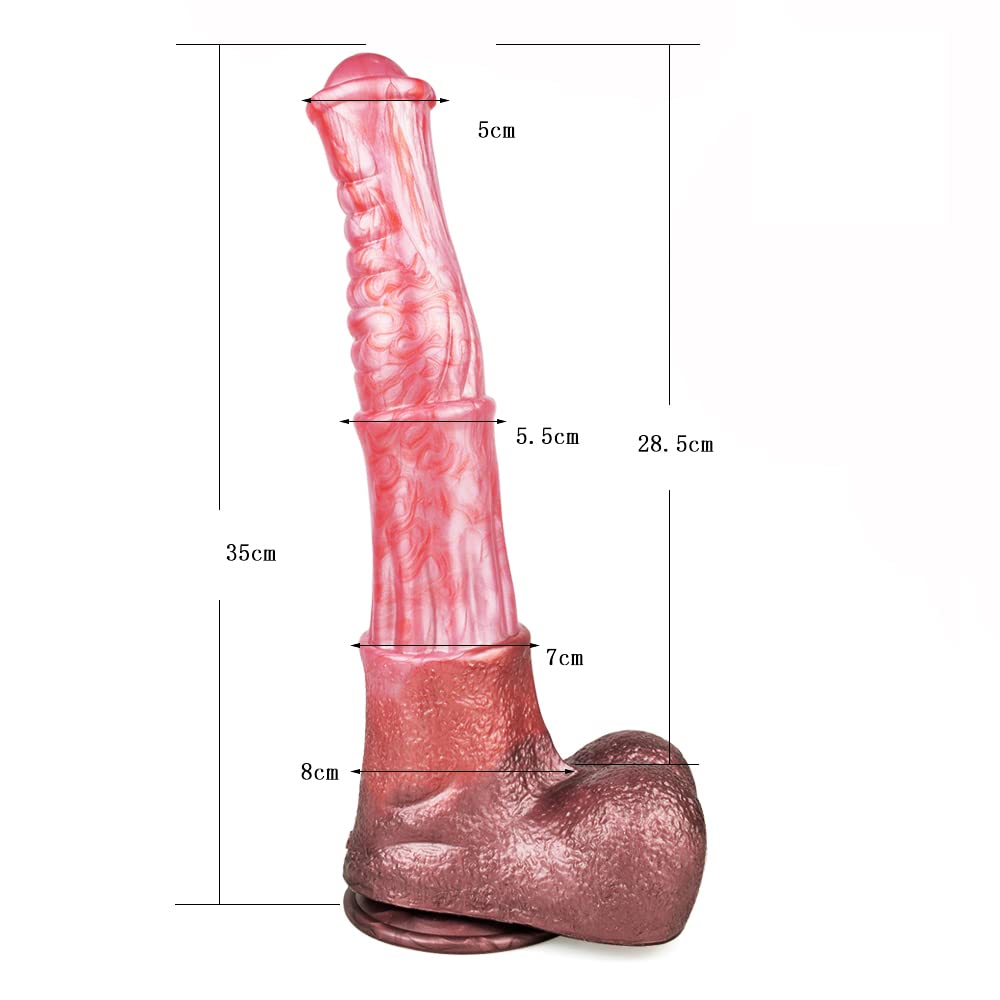 Soft Flexible Big Size Multi Color Artificial Horse Dildo Anal Toy Color Mixed Silicone Made with Suction (L)