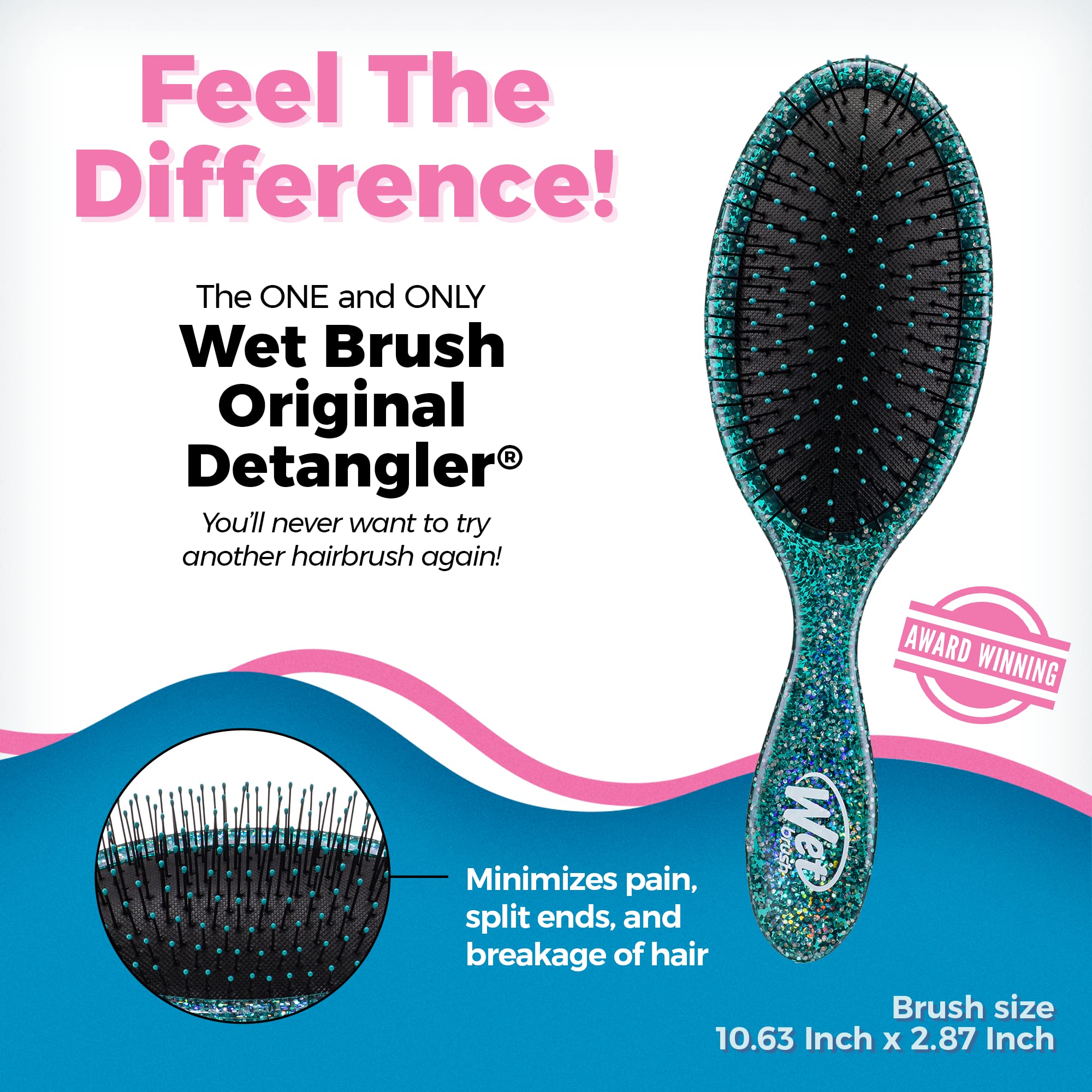 Wet Brush Original Detangler Hair Brush - Awestruck, Jewel Teal - Comb for Women, Men and Kids - Wet or Dry - Natural, Straight, Thick and Curly Hair - Pain-Free for All Hair Types