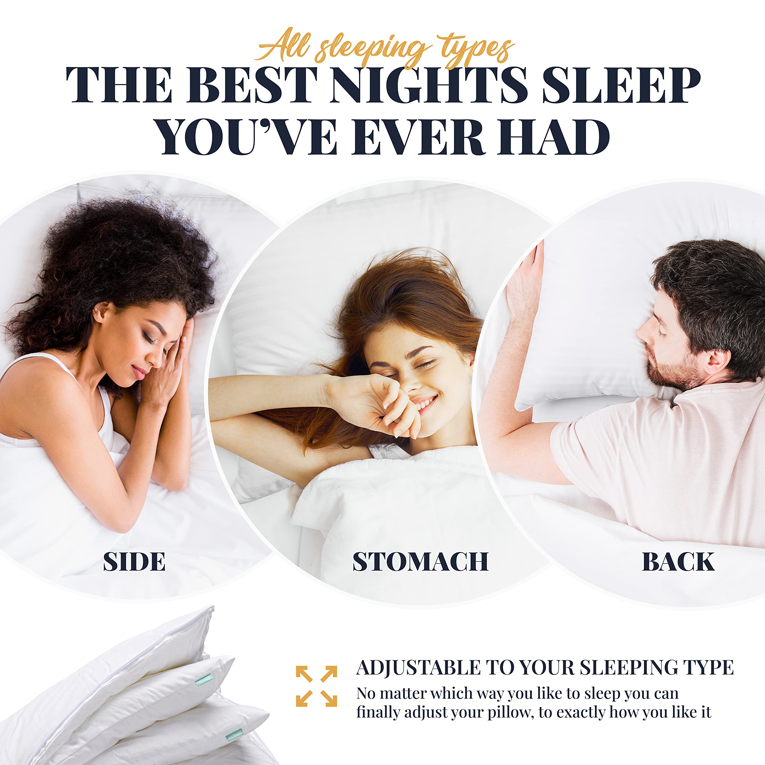 EverSnug Adjustable Layer Pillows for Sleeping - Set of 2, Cooling, Luxury Pillows for Back, Stomach or Side Sleepers (Queen (Pack of 2))