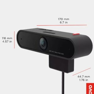 Lenovo HD 1080p Webcam (LC50) - Monitor Camera with 90° Wide Angle, Dual Microphones & Smart Video Capture – Magnetic Desktop Cam w/ Privacy Shutter & Light for Virtual Class, Meetings & Conferences