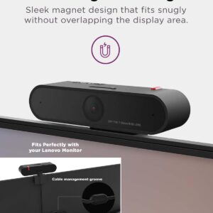 Lenovo HD 1080p Webcam (LC50) - Monitor Camera with 90° Wide Angle, Dual Microphones & Smart Video Capture – Magnetic Desktop Cam w/ Privacy Shutter & Light for Virtual Class, Meetings & Conferences