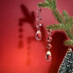 Christmas Ornaments Crystal Tree Decorations, 30Pcs Acrylic Clear Hanging Crystals for Centerpieces Teardrop Chandelier Garland Beads for Xmas Wedding Party home Decor