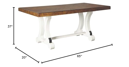 Signature Design by Ashley Valebeck Farmhouse -Dining Room Server or Buffet, White & Brown & Valebeck Farmhouse Rectangular Extension Dining Table, Fits up to 8, White & Brown