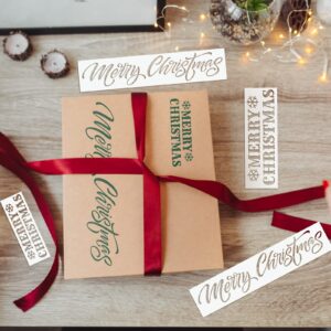 4 Pieces Merry Christmas Stencil Reusable Stencils for Painting Christmas Decoration Painting Template for Furniture, Wall, Window, Fabric, Wood，4 Different Sizes (Merry Christmas)