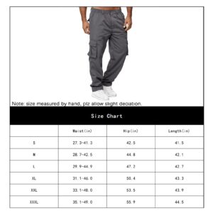 AIFARLD Men's Cargo Pants with Pockets Cotton Hiking Sweatpants Casual Athletic Jogger Sports Outdoor Trousers Relaxed Fit Grey