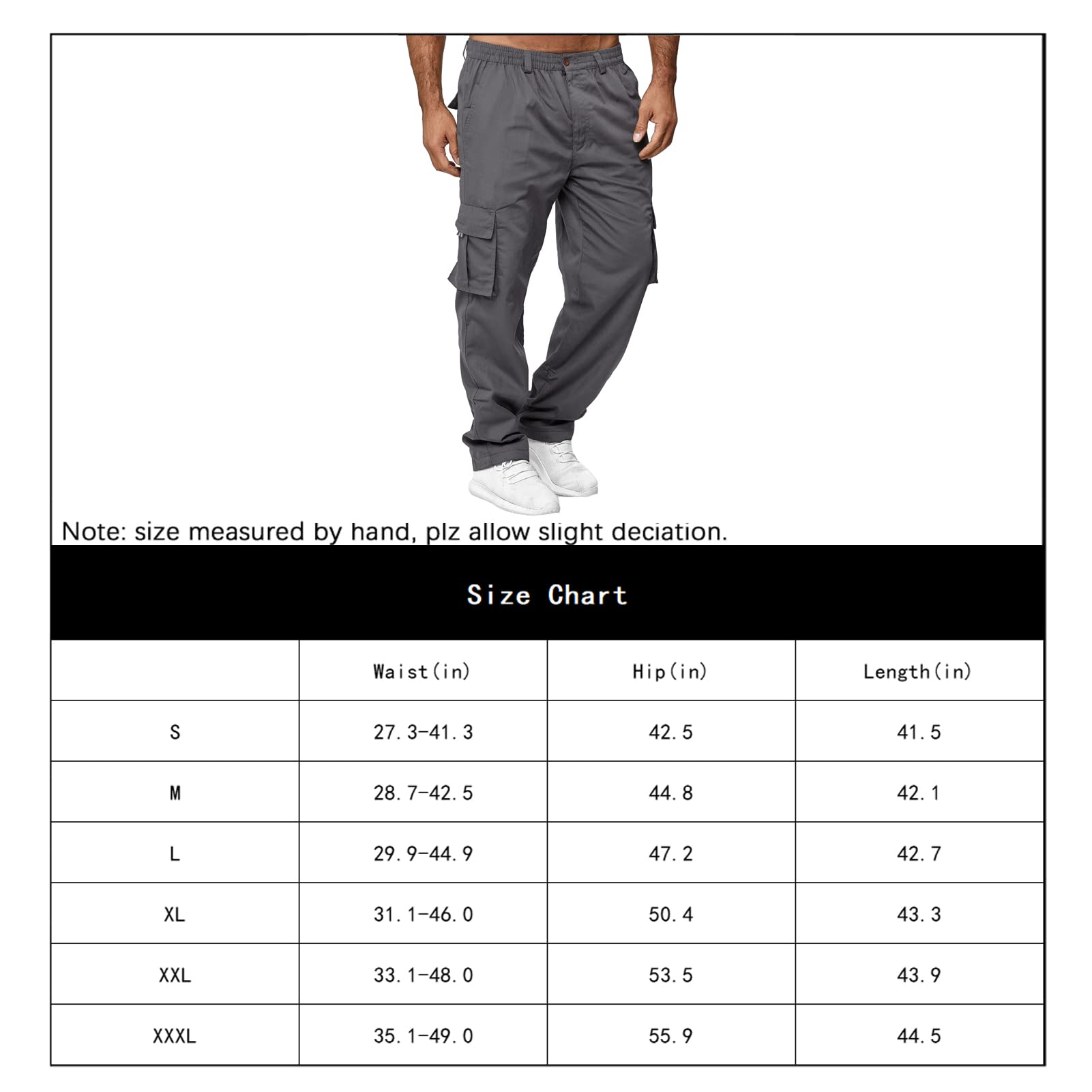 AIFARLD Men's Cargo Pants with Pockets Cotton Hiking Sweatpants Casual Athletic Jogger Sports Outdoor Trousers Relaxed Fit Grey