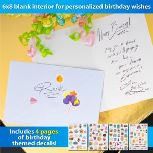 120 Pack Assorted Gold Foil Happy Birthday Cards with Envelopes, Organizer Box, Stickers, and Seals - 4x6 Inches, 8 Unique Designs, Ideal for Kids, Men, Women, and Elderly