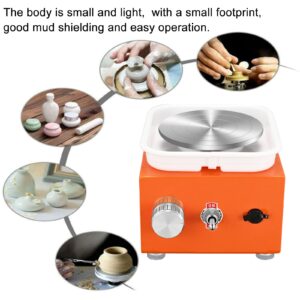 NantFun Mini Pottery Wheel Machine, 6.5cm 10cm Double Turntables Detachable Basin Forming Machine Adjustable Speed Electric Ceramic Wheel with Clay Tools for Kids Adults Beginners (Orange)