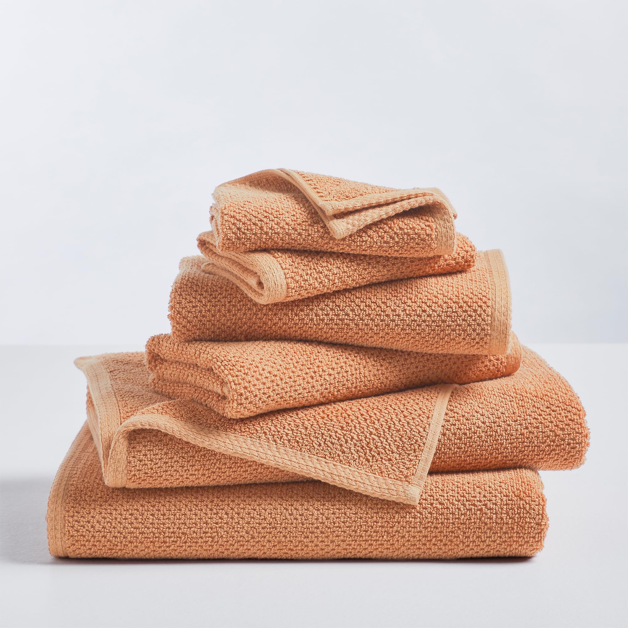 Orange Bath Towels - 100% Cotton 6 Piece Towel Set - 2 Bath Towels, 2 Hand Towels, 2 Washcloths - Absorbent, Quick-Drying, Durable Towels for Bathroom Decor - Low-Twist, Two-Ply Fibers (Clay)