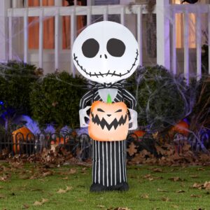 Gemmy Airblown Inflatable Jack Skellington with Jack-O'-Lantern, 3.5 Feet, Multicolor