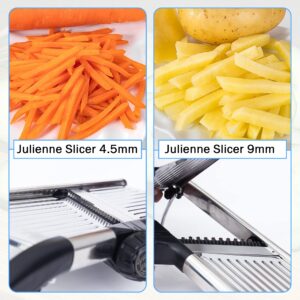 BAJWAZ Mandoline Slicer for Kitchen 6 Adjustable Stainless Steel Blades Vegetable Slicer And Food Cutter | French Fry Maker with Peeler &Safety Gloves