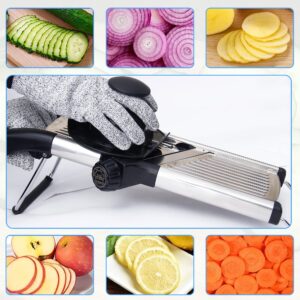 BAJWAZ Mandoline Slicer for Kitchen 6 Adjustable Stainless Steel Blades Vegetable Slicer And Food Cutter | French Fry Maker with Peeler &Safety Gloves