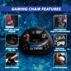 FranFusion Inflatable Gaming Chair for Kids & Teens with Cup Holders and Side Pocket - This Air Bean Bag Game Chair is The Perfect Furniture for Gamer Room Decor