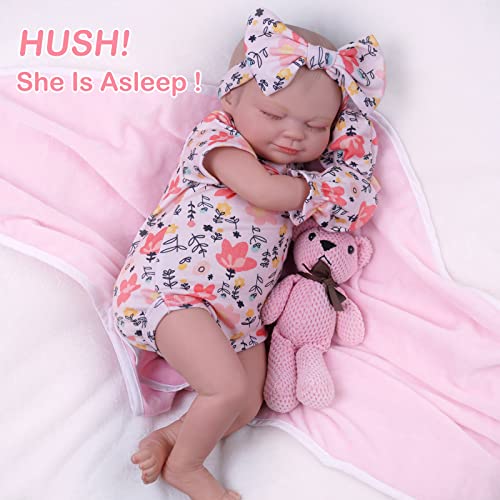 BABESIDE Lifelike Reborn Baby Dolls - Skylar, 17-Inch Real Baby Feeling Realistic-Newborn Sweet Smile Sleeping Dolls Girl Handmade Baby Doll That Looks Real for Kids Age 3 +