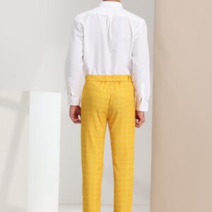 Lars Amadeus Men's Yellow Dress Plaid Pants Flat Front Printed Business Check Trousers 28 Yellow