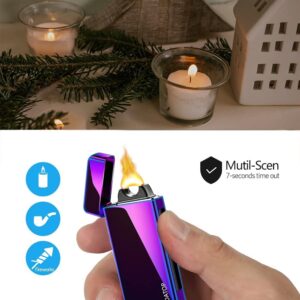 GADATOP Arc Plasma Flame Lighter USB Rechargeable Windproof Electric Lighter for Candle(Color)