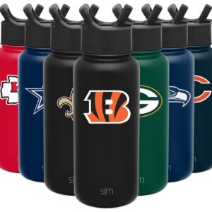 Simple Modern Officially Licensed NFL Cincinnati Bengals Water Bottle with Straw Lid | Vacuum Insulated Stainless Steel 32oz Thermos | Summit Collection