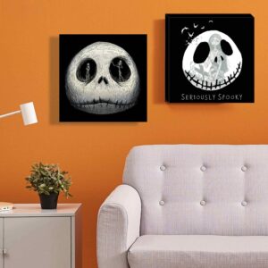 Open Road Brands Disney The Nightmare Before Christmas Skeleton Head Gallery Wrapped Canvas Wall Decor - Spooky Jack Skellington Wall Art