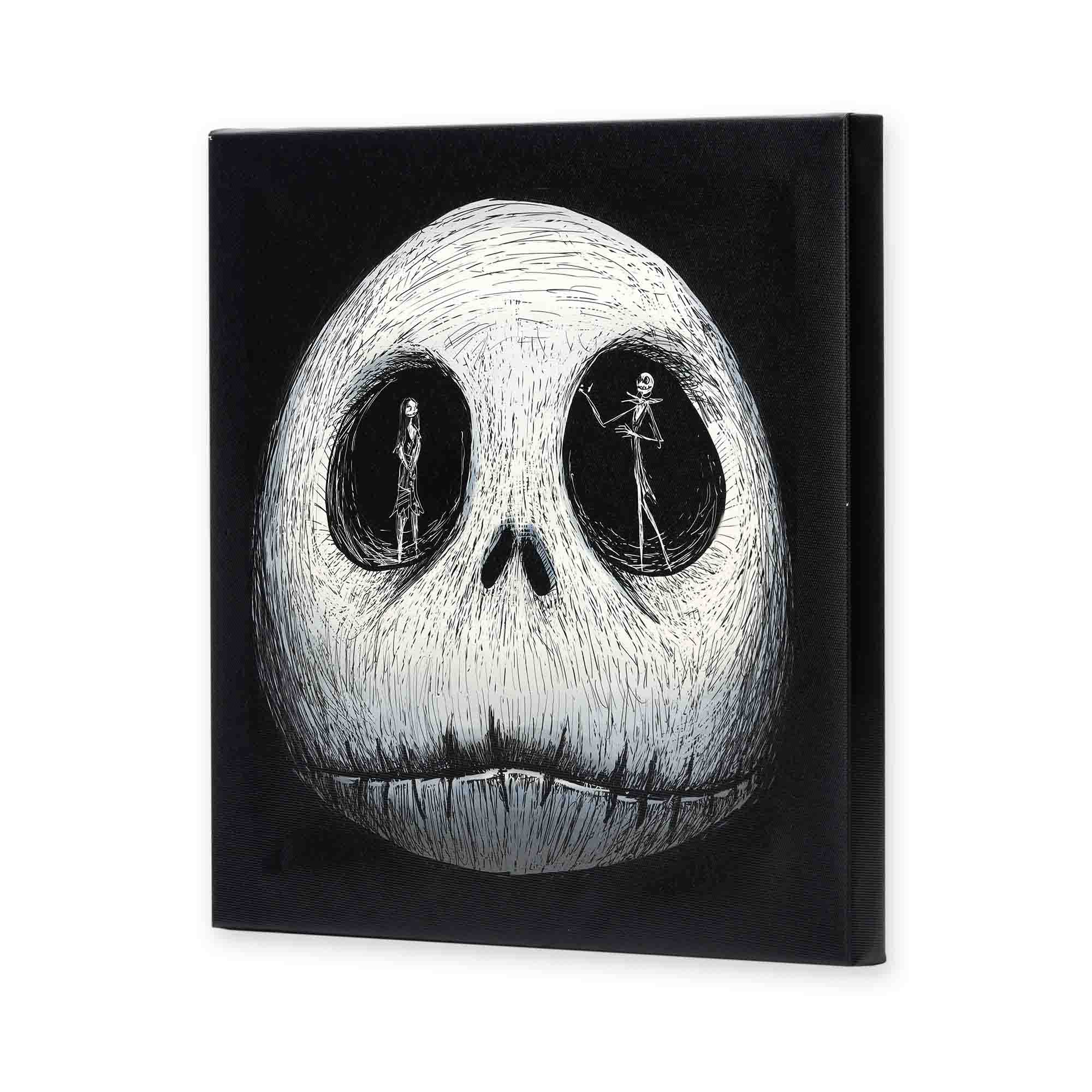 Open Road Brands Disney The Nightmare Before Christmas Skeleton Head Gallery Wrapped Canvas Wall Decor - Spooky Jack Skellington Wall Art