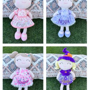 Gloveleya Personalized Doll with Your Name - Cute Gray Cat Custom Soft Plush Doll for Girls Plush Doll Customized Gifts - Muñecas de Trapo Personalizadas para Niñas