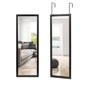 neutype full length mirror hanging over the door or leaning against/ mounted on wall, 43"x16", black, no stand