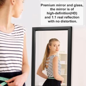 NeuType Full Length Mirror Hanging Over The Door or Leaning Against/ Mounted On Wall, 43"x16", Black, No Stand