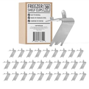 impresa [30 pack] 920158 freezer shelf clip for true & other commercial refrigerator - stainless steel shelving - refrigerator shelf clips - metal shelf clips - refrigerator parts & accessories