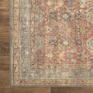 Bloom Rugs Washable Non-Slip 8' x 10' Rug - Terracotta/Mustard Traditional Area Rug for Living Room, Bedroom, Dining Room, and Kitchen - Exact size: 8' x 10'