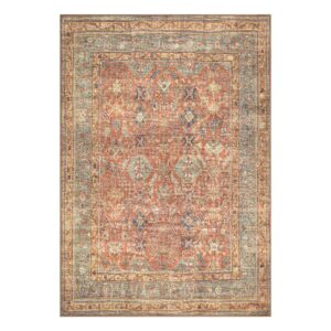 Bloom Rugs Washable Non-Slip 8' x 10' Rug - Terracotta/Mustard Traditional Area Rug for Living Room, Bedroom, Dining Room, and Kitchen - Exact size: 8' x 10'