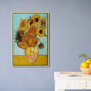 Wieco Art Framed Canvas Wall Art Size L Sunflower by Vincent Van Gogh Oil Paintings Reproduction Abstract Wall Decorations for Living Room Golden Frame Home Decorations