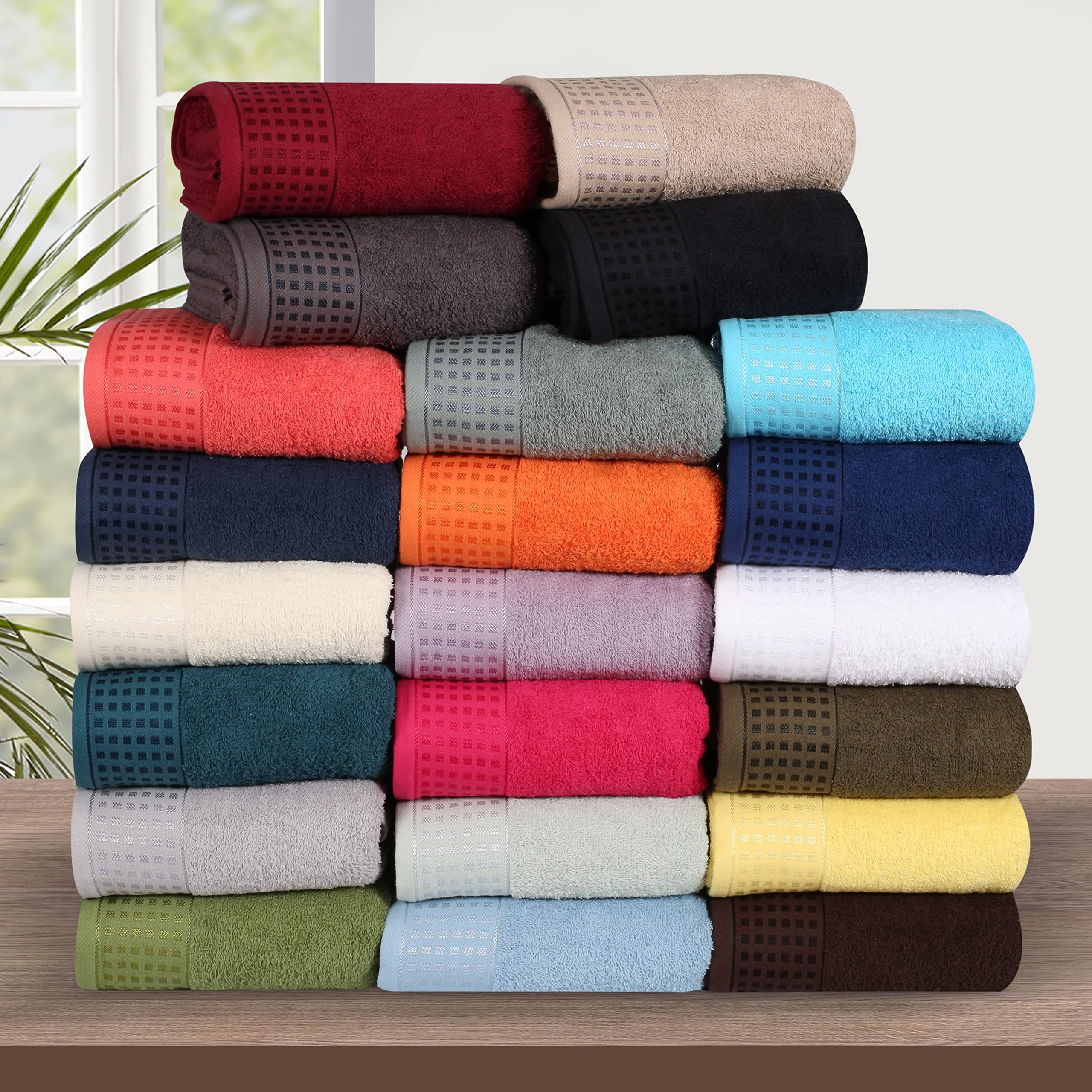 GLAMBURG 100% Cotton Ultra Soft 6 Pack Towel Set, Contains 2 Bath Towels 28x55 Inches, 2 Hand Towels 16x24 Inches & 2 Wash Coths 12x12 Inches, Compact Absorbent Lightweight & Quickdry - Sea Green