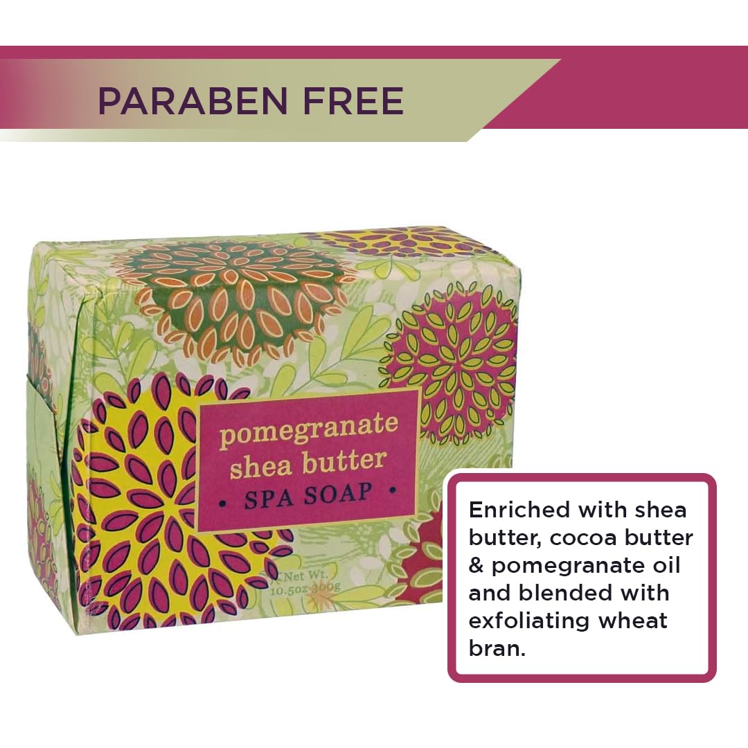 Greenwich Bay Trading Company Shea Butter Soaps with Essential Oils and Natural Extracts 10.5oz (Pomegranate)