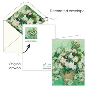 RainCaper Fine Art Keepsake 5x7 Blank Stationery van Gogh Greeting Note Cards With Decorative Envelopes, Gift Boxed Set of 16 | 300 GSM Cardstock (van Gogh Flowers)